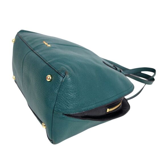 Vera Bradley GREEN BLACK REAL LEATHER ZIP AROUND SHOULDER BAG HANDBAG TOTE PURSE - Picture 9 of 16